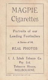 1923 Magpie Portraits of Our Leading Footballers #3 O.J. Shaw Back